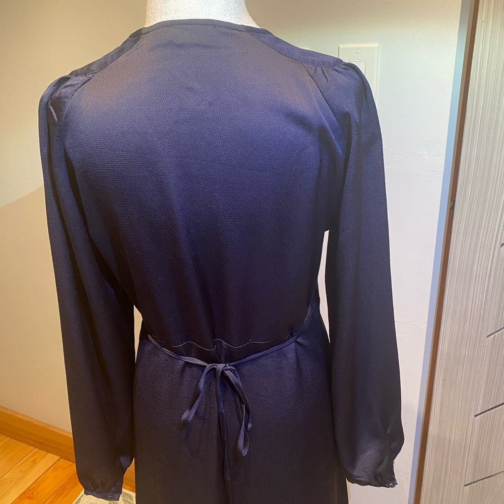 Soaked in Luxury Navy Long Sleeve Wrap Dress (Small) - Picture 9 of 12